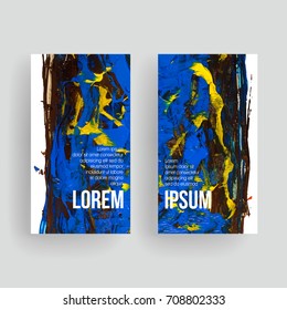 Set of vector business card templates with brush stroke background.