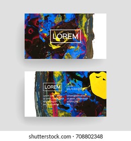 Set of vector business card templates with brush stroke background.