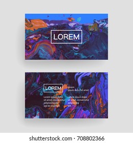 Set of vector business card templates with brush stroke background.