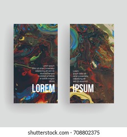 Set of vector business card templates with brush stroke background.