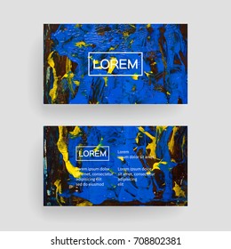 Set of vector business card templates with brush stroke background.