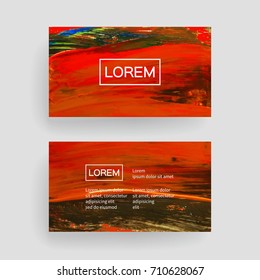 Set of vector business card templates with brush stroke background.