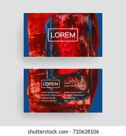 Set of vector business card templates with brush stroke background.