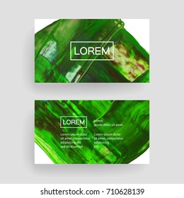 Set of vector business card templates with brush stroke background.