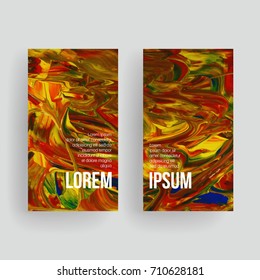 Set of vector business card templates with brush stroke background.