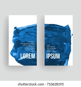 Set of vector business card templates with brush stroke background.