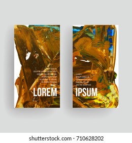Set of vector business card templates with brush stroke background.