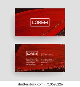 Set of vector business card templates with brush stroke background.