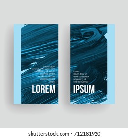Set of vector business card templates with brush stroke background.