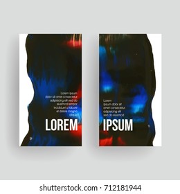 Set of vector business card templates with brush stroke background.