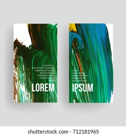 Set of vector business card templates with brush stroke background.