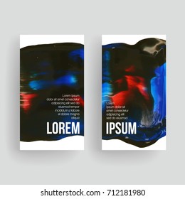 Set of vector business card templates with brush stroke background.