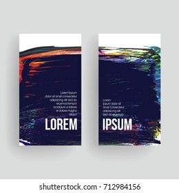 Set of vector business card templates with brush stroke background.