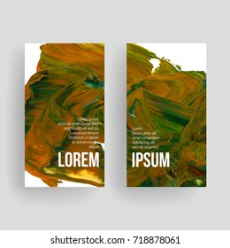 Set of vector business card templates with brush stroke background.