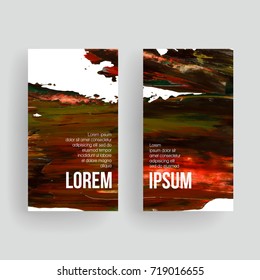 Set of vector business card templates with brush stroke background.