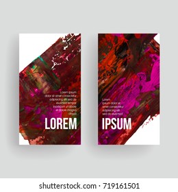 Set of vector business card templates with brush stroke background.
