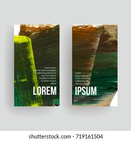 Set of vector business card templates with brush stroke background.