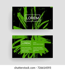 Set of vector business card templates with brush stroke background.
