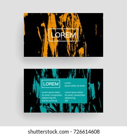 Set of vector business card templates with brush stroke background.