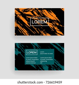 Set of vector business card templates with brush stroke background.