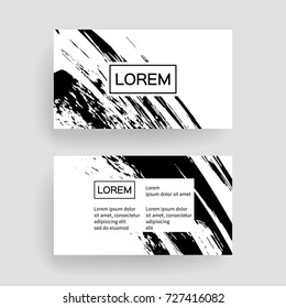 Set of vector business card templates with brush stroke background.