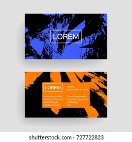 Set of vector business card templates with brush stroke background.