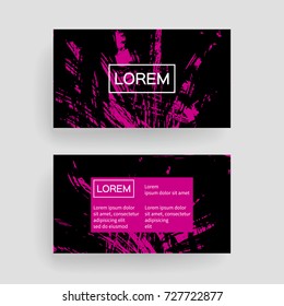 Set of vector business card templates with brush stroke background.