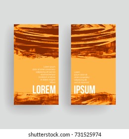 Set of vector business card templates with brush stroke background.