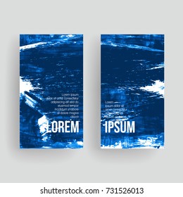 Set of vector business card templates with brush stroke background.