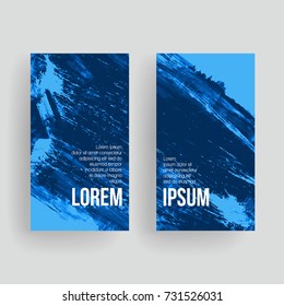 Set of vector business card templates with brush stroke background.