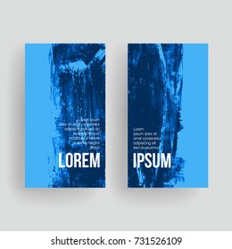 Set of vector business card templates with brush stroke background.