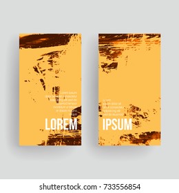 Set of vector business card templates with brush stroke background.