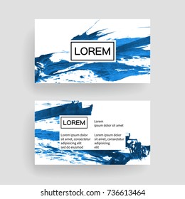 Set of vector business card templates with brush stroke background.