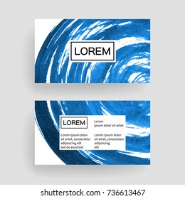 Set of vector business card templates with brush stroke background.