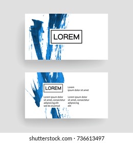 Set of vector business card templates with brush stroke background.