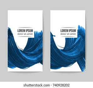Set of vector business card templates with brush stroke background.
