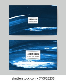 Set of vector business card templates with brush stroke background.