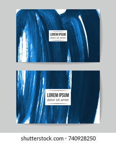 Set of vector business card templates with brush stroke background.