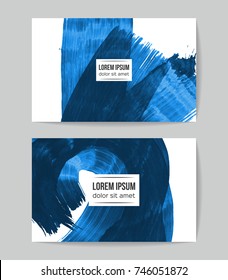 Set of vector business card templates with brush stroke background.
