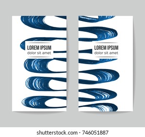 Set of vector business card templates with brush stroke background.