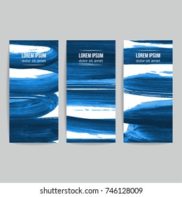 Set of vector business card templates with brush stroke background.