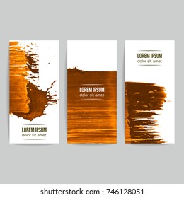 Set of vector business card templates with brush stroke background.