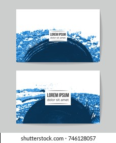 Set of vector business card templates with brush stroke background.