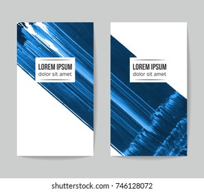 Set of vector business card templates with brush stroke background.
