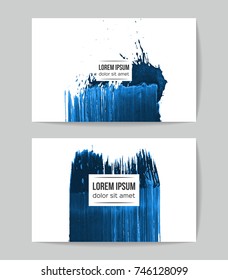 Set of vector business card templates with brush stroke background.