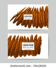 Set of vector business card templates with brush stroke background.