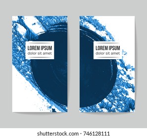 Set of vector business card templates with brush stroke background.