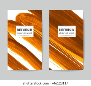 Set of vector business card templates with brush stroke background.