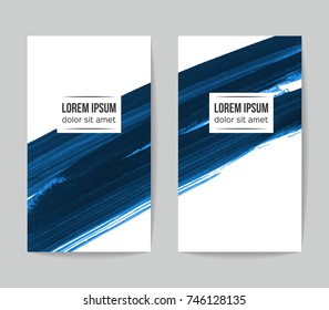 Set of vector business card templates with brush stroke background.