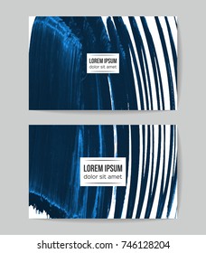 Set of vector business card templates with brush stroke background.
